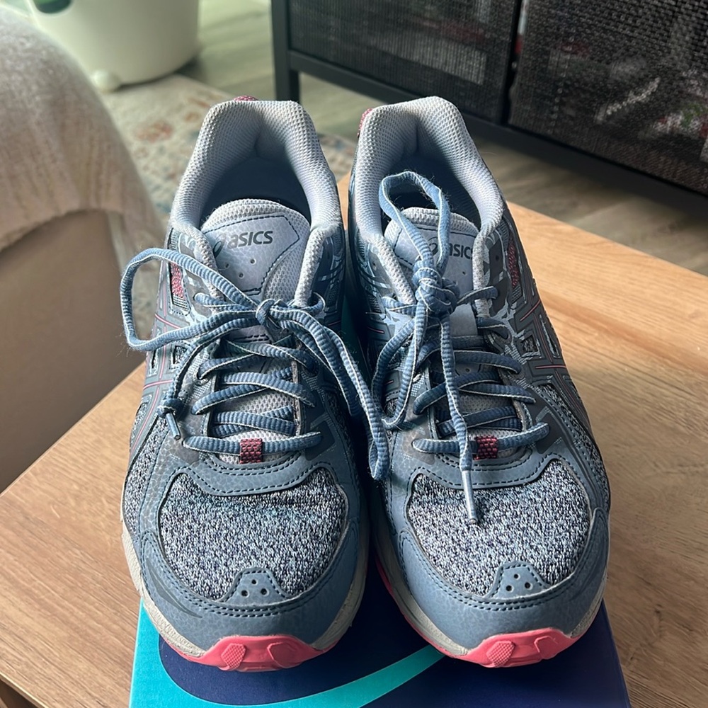 ASICS Gel Venture Sneakers Grey Pink Running Shoes Trail Athletic Size 8.5